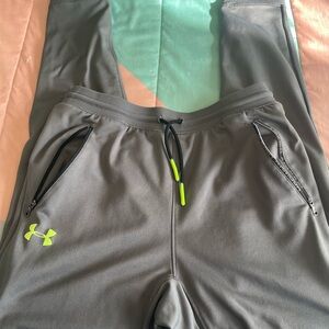 Under Armour Gray and Green Tapered Sweatpants